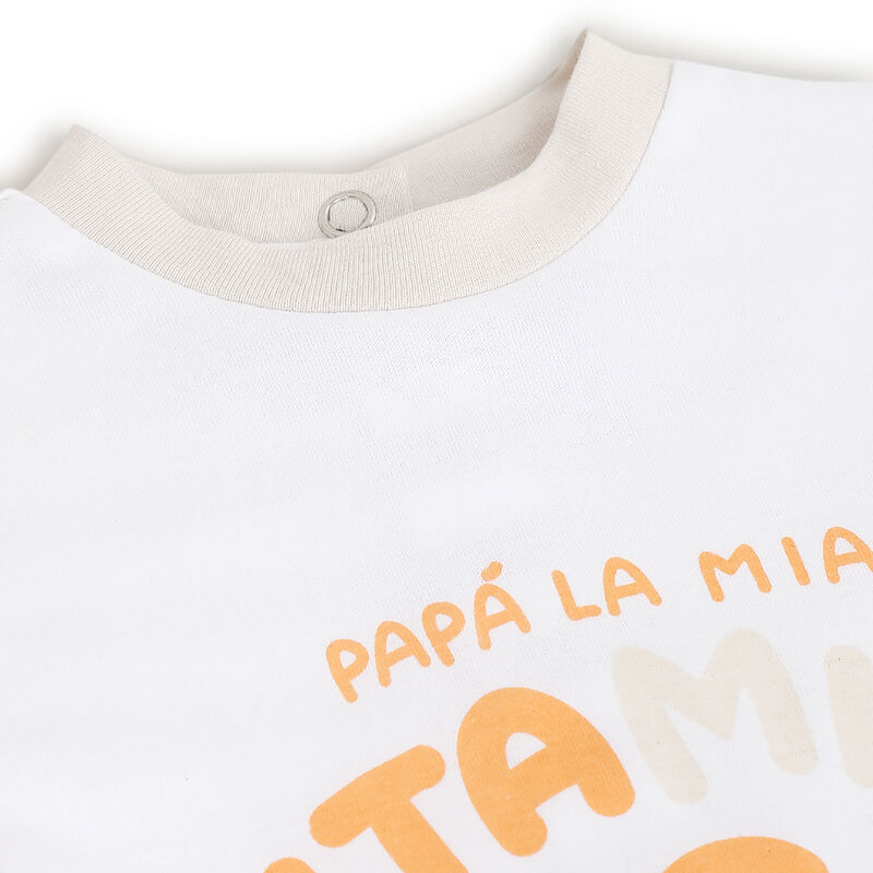 Infants White Printed Nappy Opening Babysuit image number 2